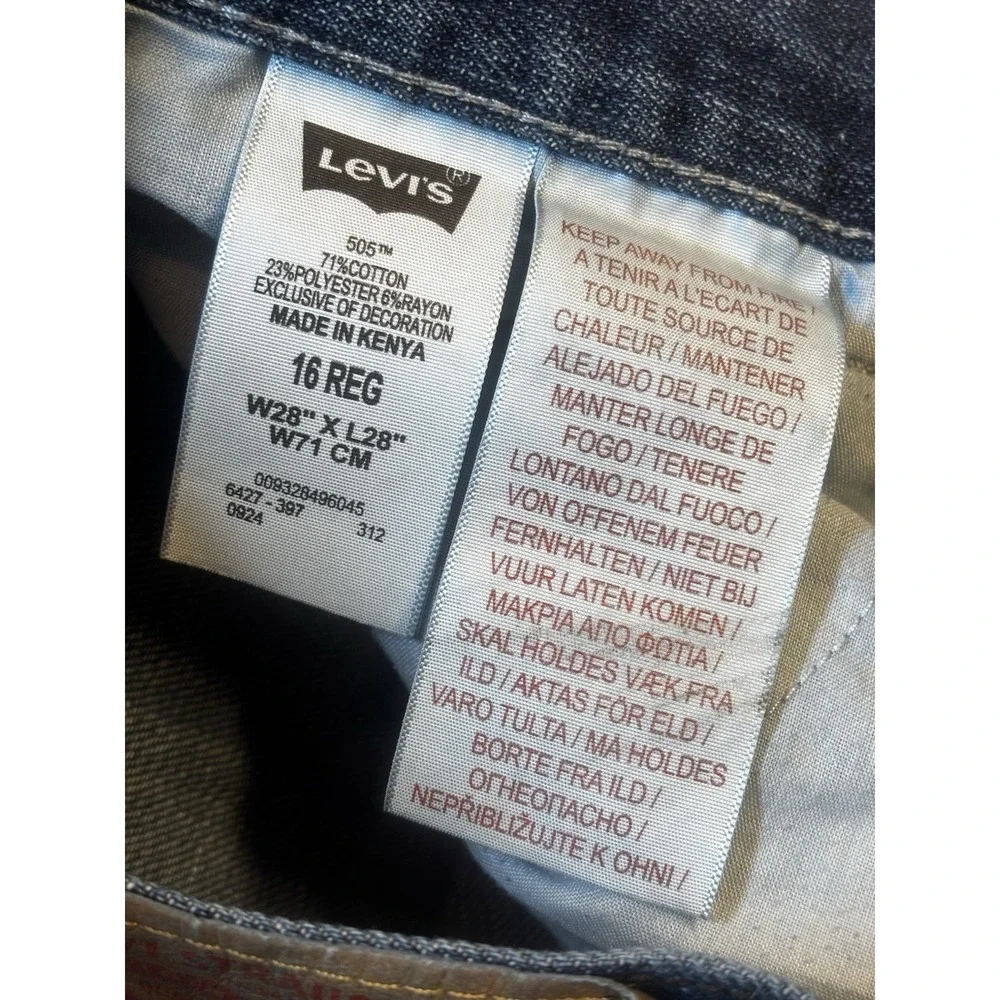 Levis‎ 505 Jeans 16 Regular 28x28 (actual 28x27) Regular Fit Blue Distressed